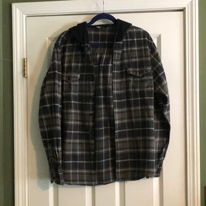 Grey Flannel with Attached Hood